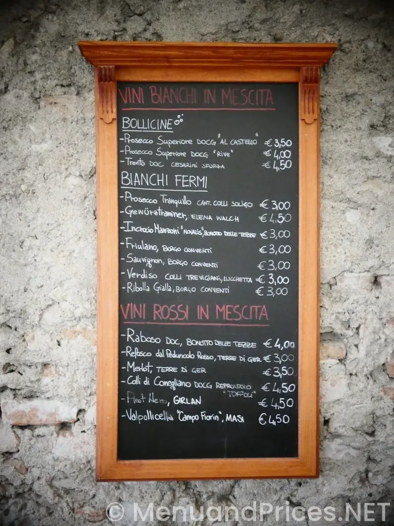 Hacienda menu and prices