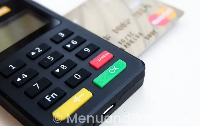 Restaurant screen menu