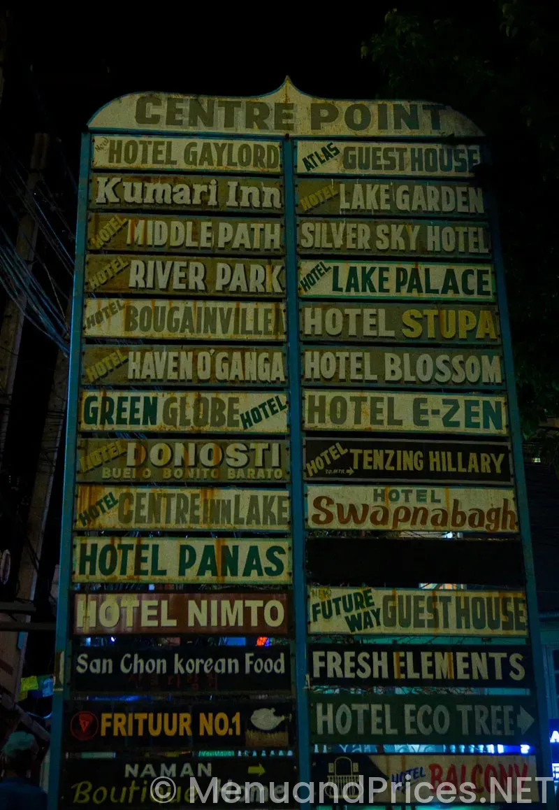 Showmars menu and prices