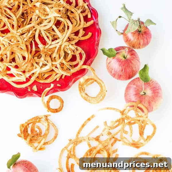 Crispy Baked Apple Strings 5 Perfectly golden, oven-baked apple strings with a hint of cinnamon.