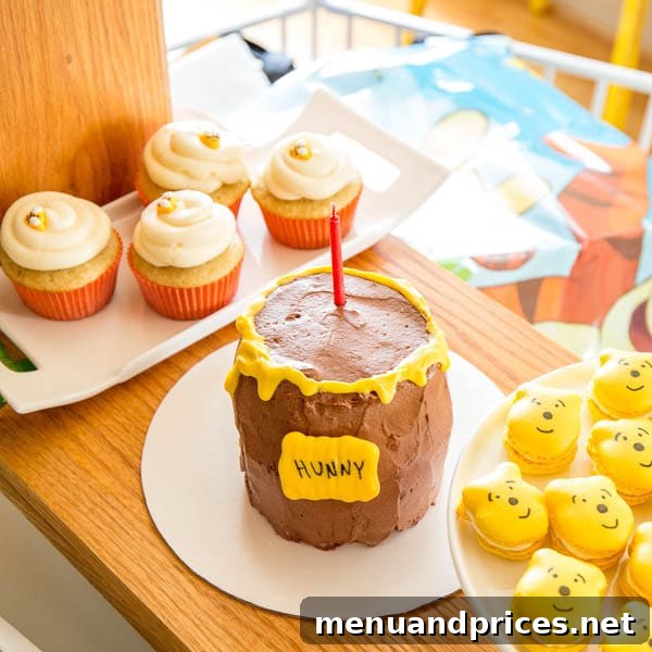 Celebrating Grant's First Trip Around the Sun 3 Homemade Winnie the Pooh honey pot smash cake