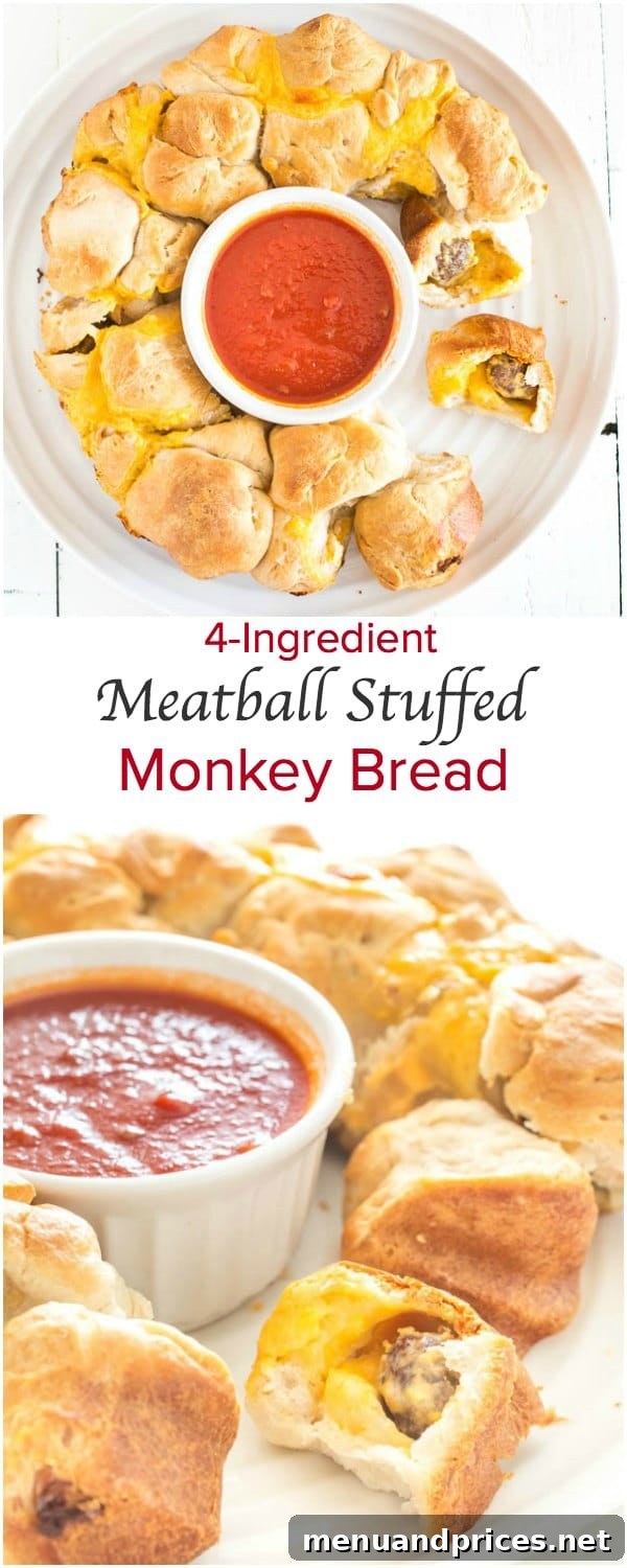 Seriously addicting meatball stuffed monkey bread - super easy finger food for a crowd.