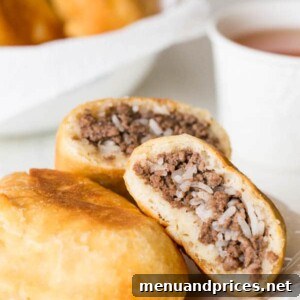 Close-up of golden brown Russian Piroshki