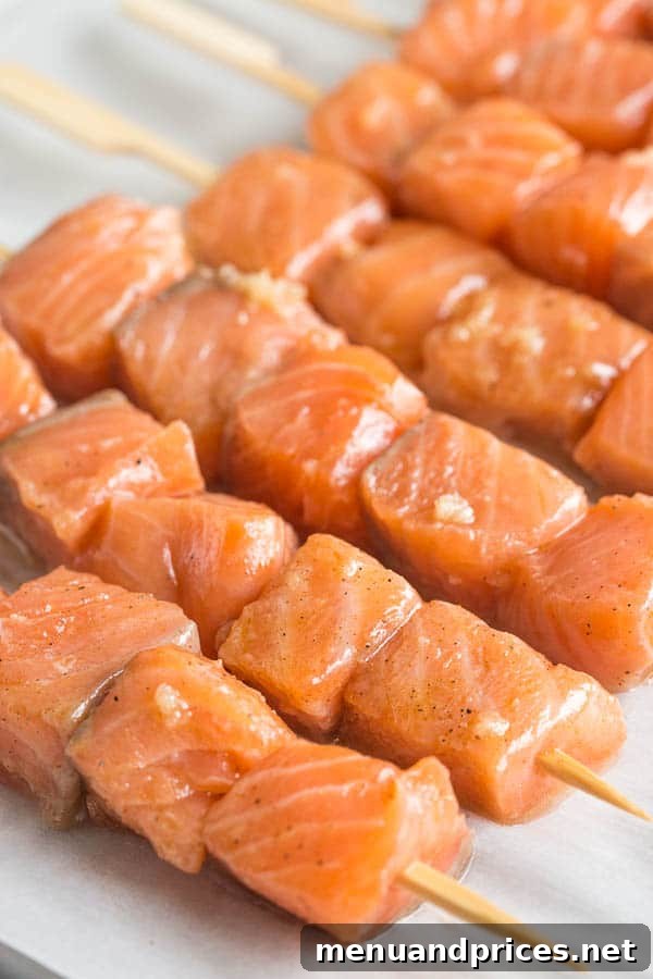 Quick and easy dinner recipe in less than 30 minutes: honey sesame salmon kebabs.