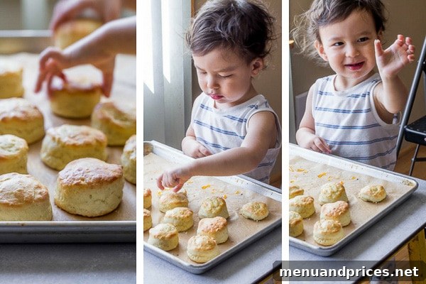 Culinary Chaos with a Curious Kid 14 Toddler boy Grant reaching for English scones, possibly styling them perfectly for the camera or sneakily trying to grab a bite to eat