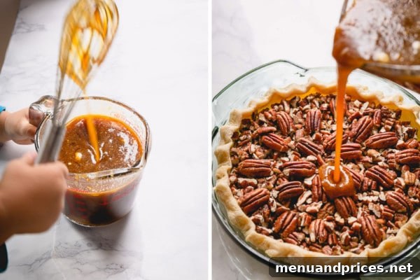 Heavenly Pecan Pie Perfection 6 Mixing the pecan pie filling ingredients