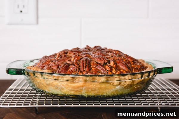 Heavenly Pecan Pie Perfection 9 Pecan pie fresh out of the oven, slightly domed