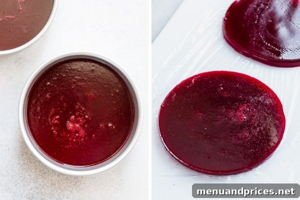Preparing homemade raspberry jello, showing the process of straining berries.