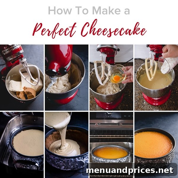 Pecan Praline Cheesecake 6 Learn 5 crucial secrets for baking a perfectly flawless cheesecake with no cracks, including using a water bath and room temperature ingredients.