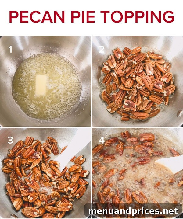 Pecan Praline Cheesecake 7 Recipe for indulgent pecan pie topping featuring caramelized pecans in a sweet, gooey sauce.
