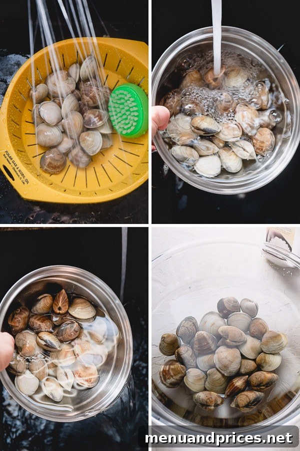 Prep Little Neck Clams Like a Pro 4 Learn how to clean little neck clams and degrit clams for your next soup, salad, or pasta dish. #littleneckclams #shortneckclams #tutorial #clams #seafood