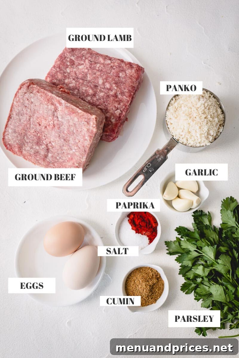 Urfa Kebabs: Mesopotamian Delights 4 A vibrant selection of simple ingredients for making mild, incredibly flavorful, and juicy Turkish Urfa kebabs.