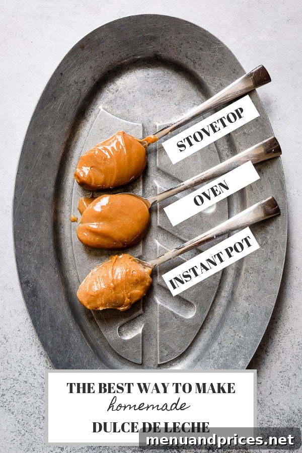 The Secret to Perfect Dulce de Leche 11 Close-up comparison of stovetop, oven, and Instant Pot dulce de leche textures