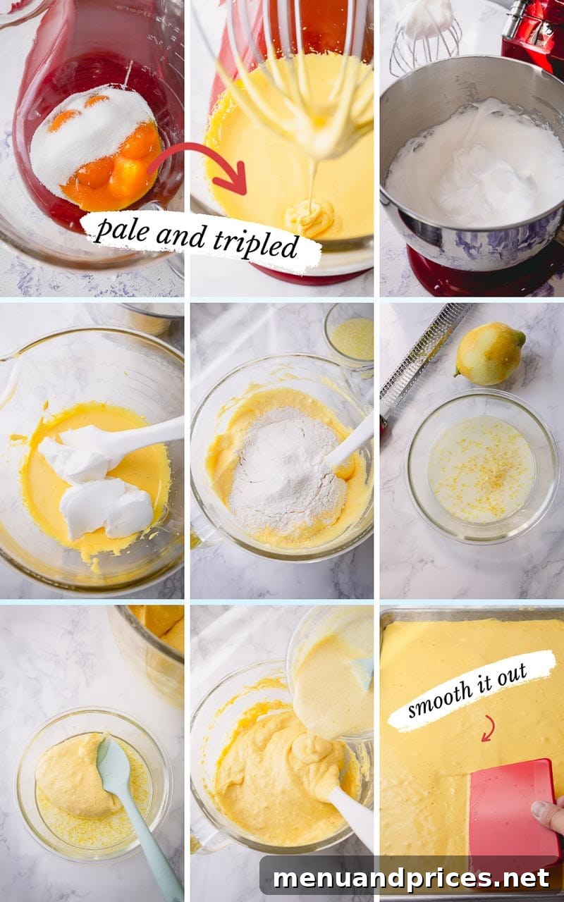 Step by step photos to make light and airy sponge cake batter - foundation to a perfect roll cake. #rollcake #swissrolls #spongecake
