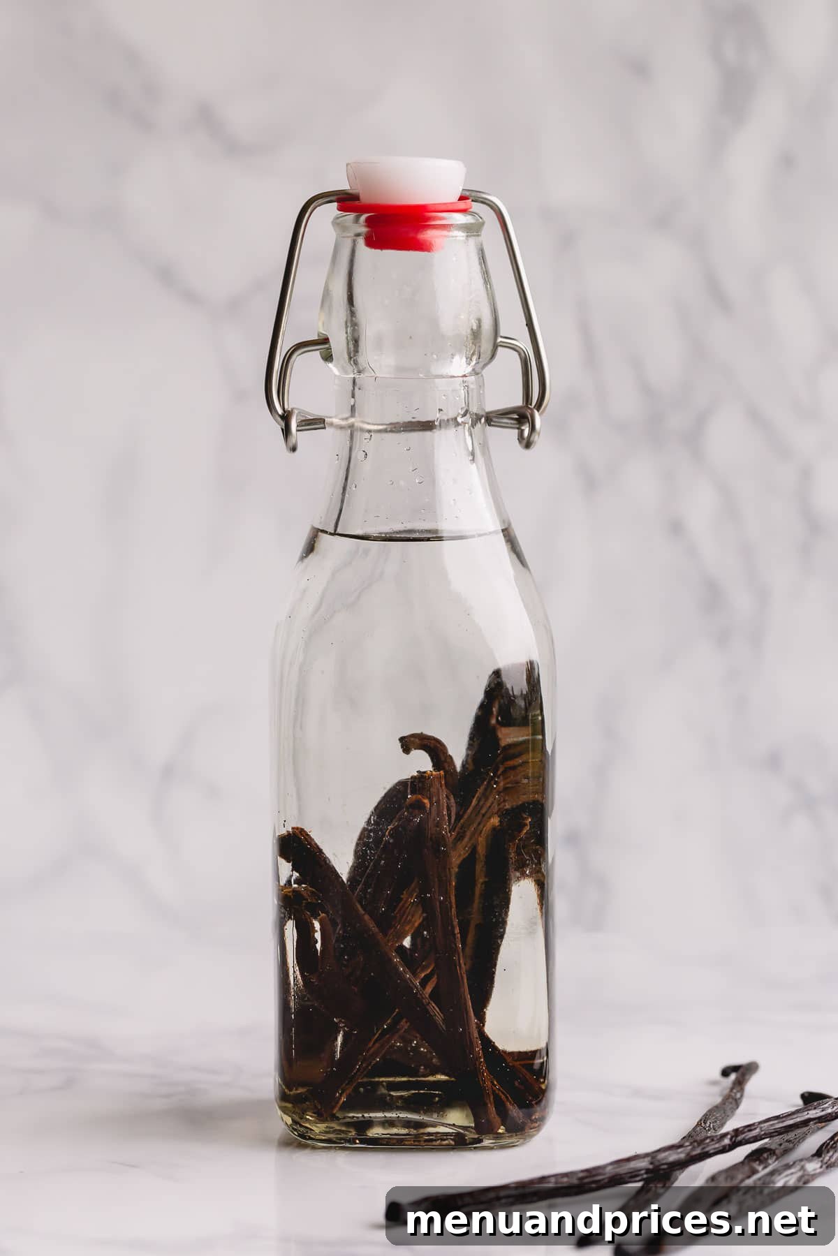 The Art of Homemade Vanilla Extract 6 A freshly made bottle of homemade vanilla extract, sealed and ready to begin its long infusion.