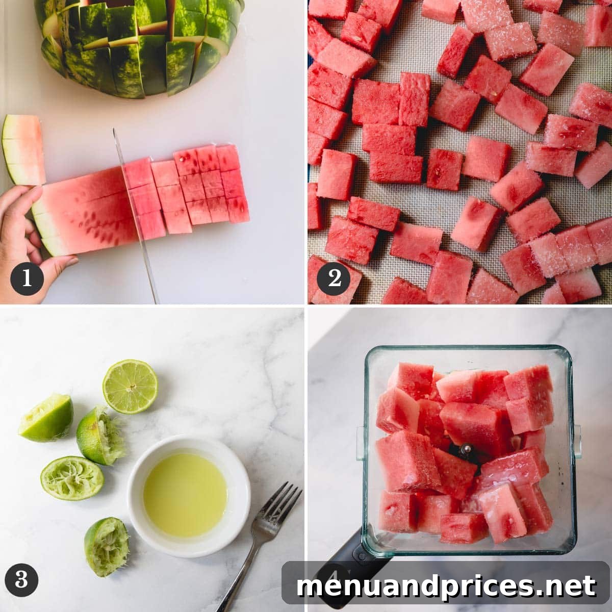 Crimson Wave Daiquiri 4 Step by step photos of making a frozen watermelon daiquiri.