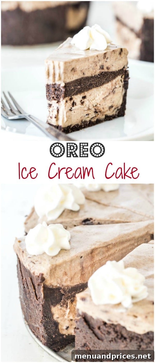 Oreo Dream Cake 2 Decadent summer no bake dessert for a crowd. Double layer Oreo ice cream cake is a crowd-pleaser.