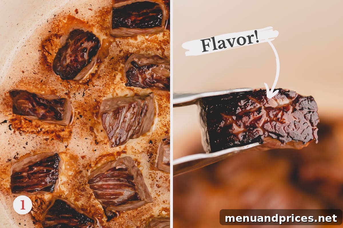 Hearty Chunky Beef Chili 4 Step by step photos of searing beef chunks.
