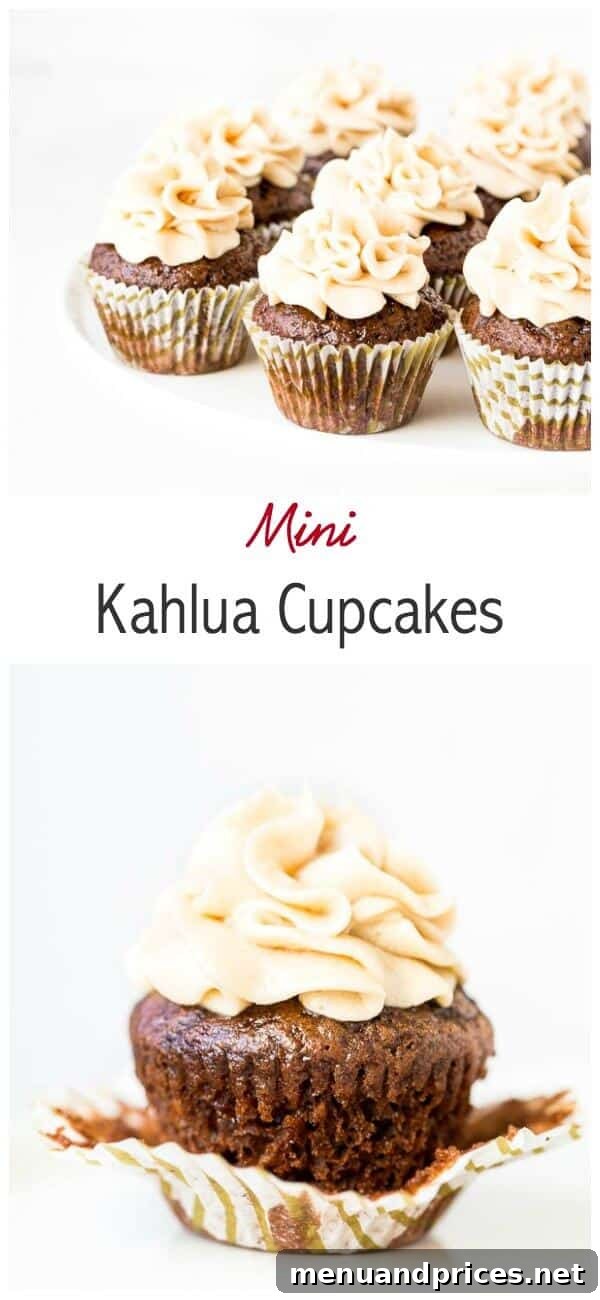 Irresistibly chocolate-y and boozy, these mini Kahlua cupcakes are simply heaven in small bites and a breeze to make. No mixer required!