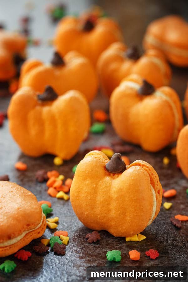 Pumpkin Spice Macarons 3 The cutest pumpkin spice macarons you'll ever bake, perfect for beginning your fall baking adventures and delighting guests.