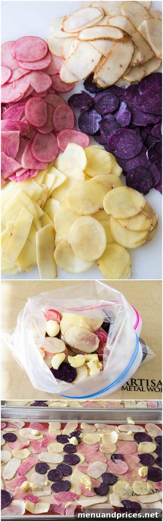 Ultra-Crisp Oven Potato Chips 5 A bowl of freshly baked, extra crispy potato chips seasoned with herbs, showing their golden color and texture.