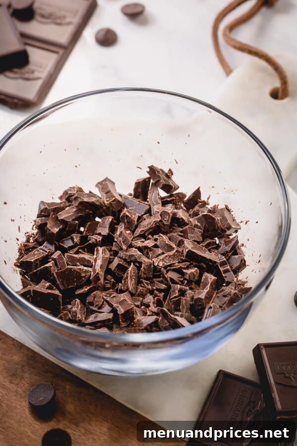 Mastering the Art of Chocolate Ganache 5 Finely chopped chocolate for ganache