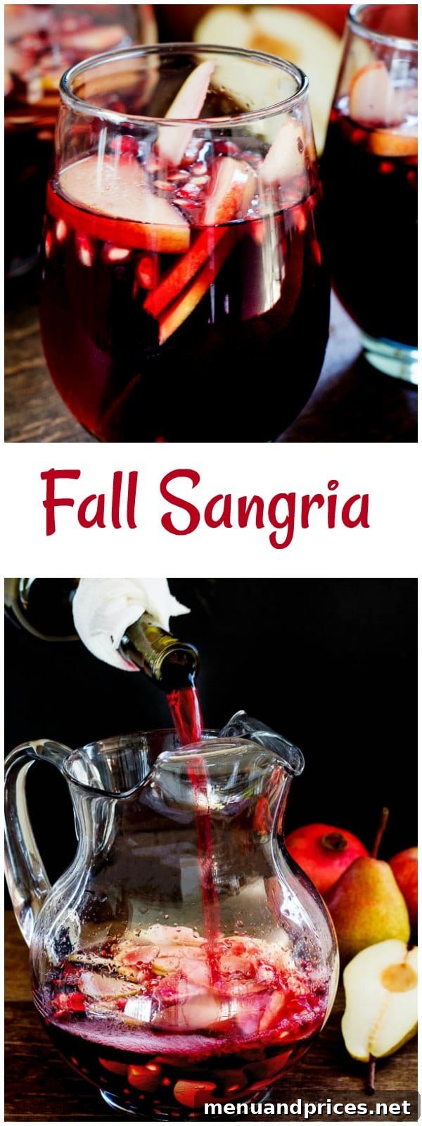Harvest Sangria 2 Delightful Fall Sangria with crisp apples, juicy pears, and vibrant pomegranates, perfect for autumn gatherings.