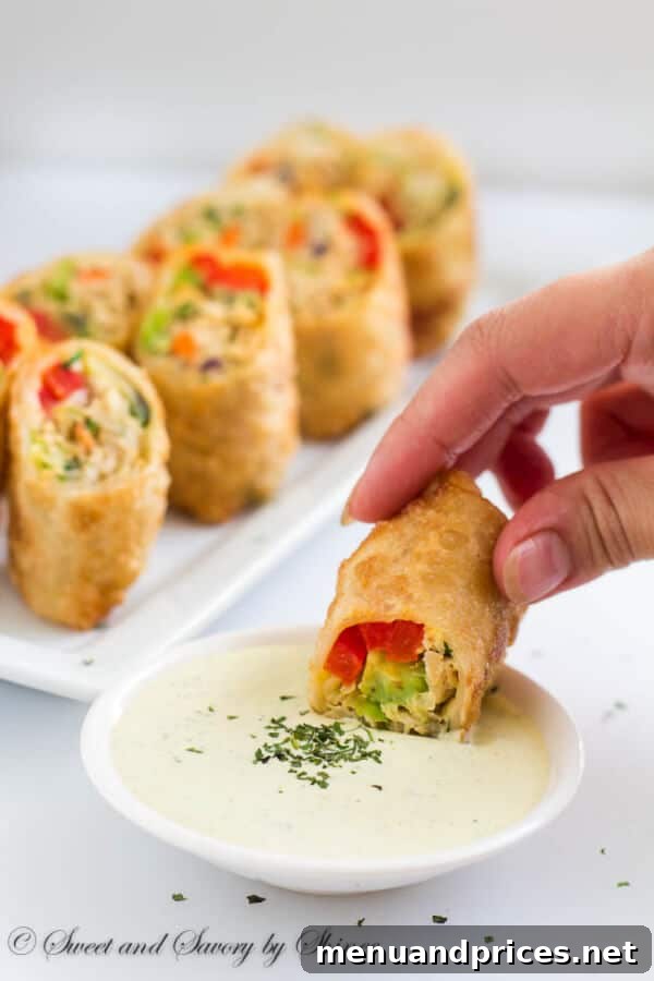 Avocado Chicken Crunch Rolls 3 Crispy crunchy chicken avocado egg rolls are the BEST as a lunch, as a snack, as an appetizer, any time any where!