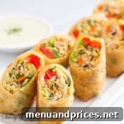 Crispy Chicken Avocado Egg Rolls ready to serve