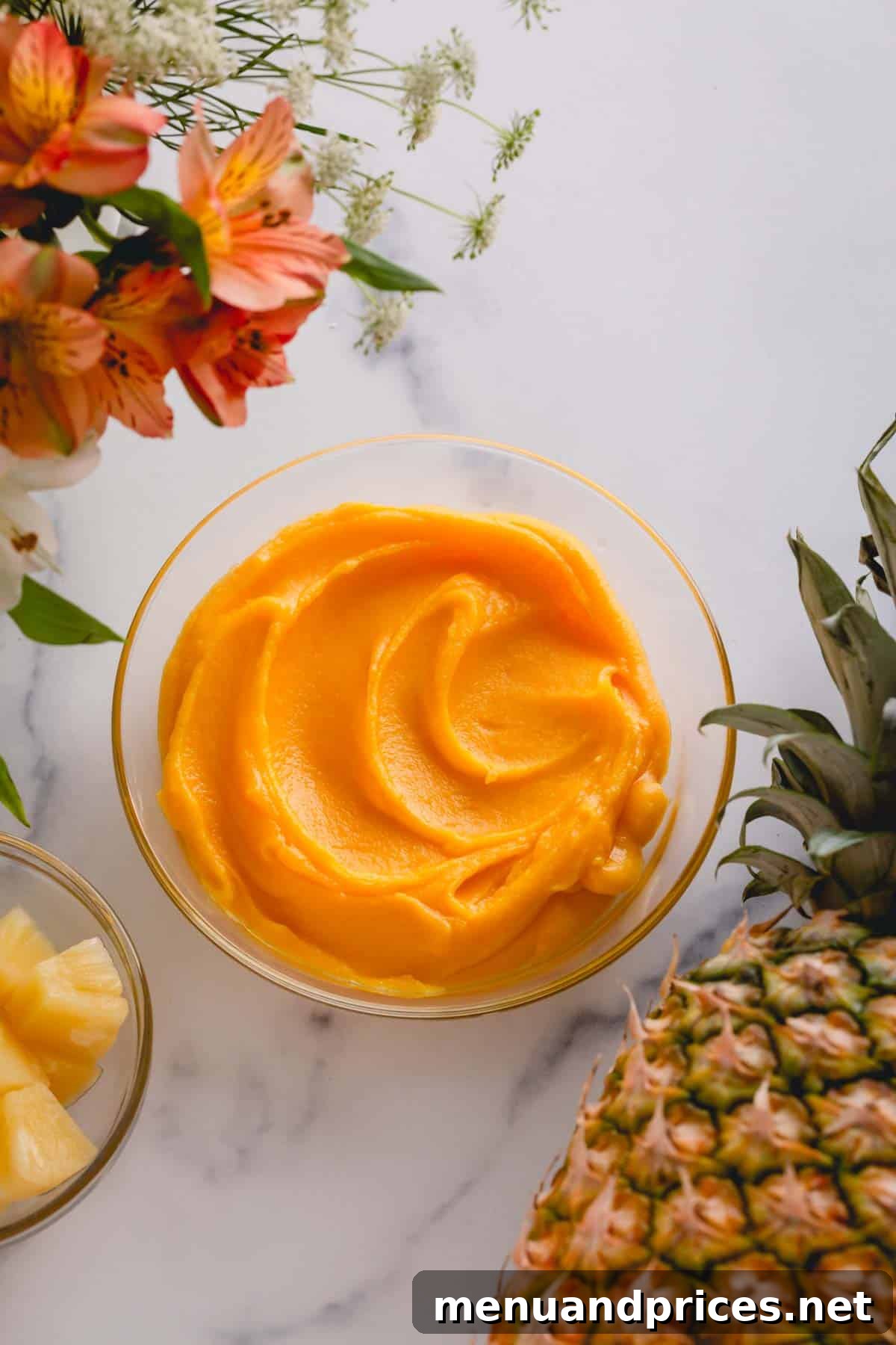 Tangy Pineapple Curd 8 A beautiful bowl of homemade pineapple curd, ready for serving.