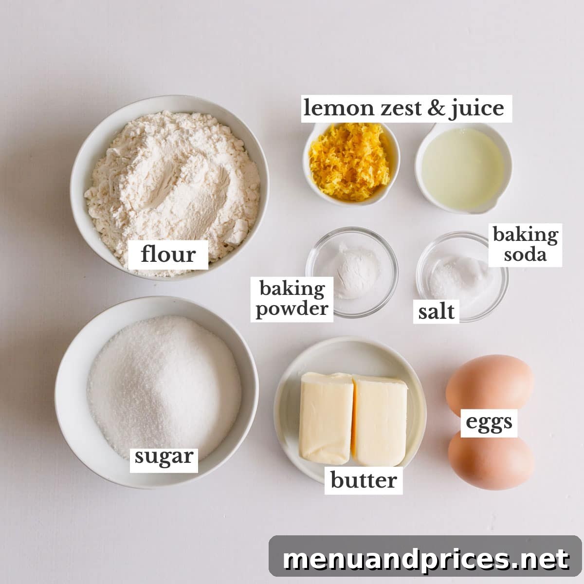Ingredients for lemon cupcakes.