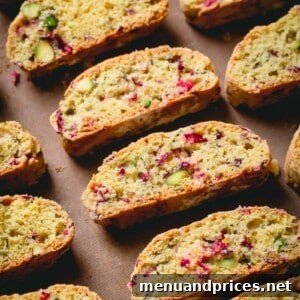 Cranberry pistachio biscotti cookies.