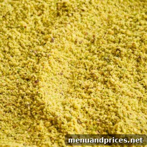 Close up image of pistachio flour.
