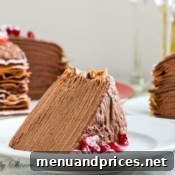 Another image of the finished chocolate mousse crepe cake, perfect for a special occasion.