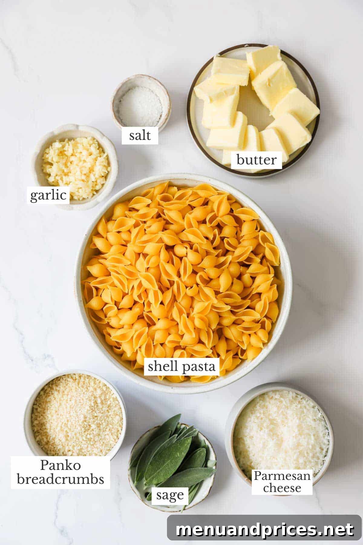 Effortless Brown Butter Pasta 4 All the fresh ingredients needed to make delicious brown butter pasta with crispy breadcrumbs and sage.