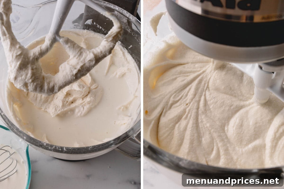 Fluffy White Cake Perfection 10 The white cake batter smoothly mixing with a paddle attachment, achieving a creamy and uniform consistency.