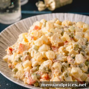 Timeless Russian Olivier 7 Russian Potato Salad (Салат Оливье) in a bowl