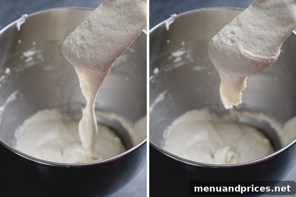 Espresso Dream Macarons 11 Side by side images of mixing macaron batter.