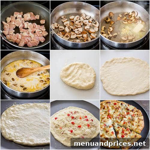 Gourmet Chicken Alfredo Pizza 4 Thin Crust Chicken Alfredo Pizza- Step-by-step