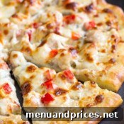 Chicken Alfredo Pizza ready to serve