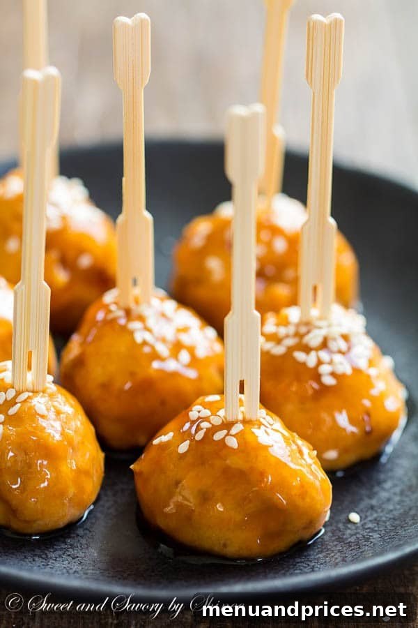 Sticky Teriyaki Salmon Bites 3 Delicious teriyaki glazed salmon meatballs ready to serve