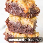 German Chocolate Brownies on a cooling rack