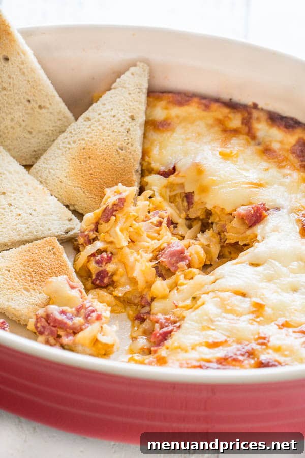 Ultimate Warm Reuben Dip 2 Rich, creamy and incredibly tasty Reuben dip is best shared with a crowd. Perfect appetizer for every Reuben lover.