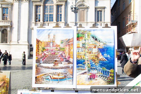 Capturing Rome: A Photographic Journey 17 Travel Photo Journal Rome Piazza Navona artist's display