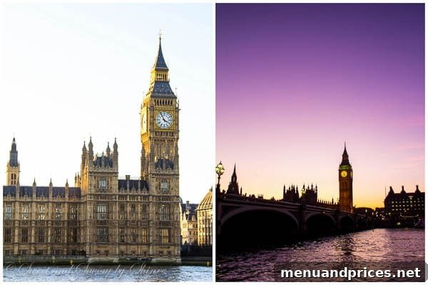 London Visual Diary 14 Big Ben and the Houses of Parliament bathed in the warm glow of a London sunset.