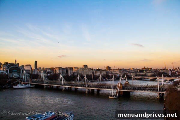London Visual Diary 15 Panoramic view of the River Thames and central London landmarks at sunset from the London Eye.
