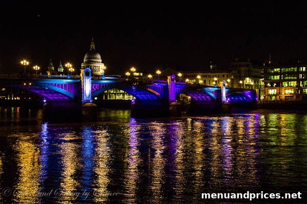 London Visual Diary 29 St. Paul's Cathedral beautifully lit up at night, with Southwark Bridge in the foreground.
