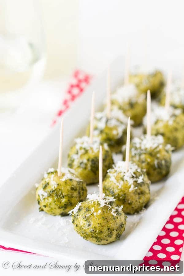 Pesto-Infused Mozzarella Chicken Meatballs 3 These pesto mozzarella chicken meatballs are packed with flavor and super easy to make in just 3 simple steps. Stunning and delicious appetizer in minutes!