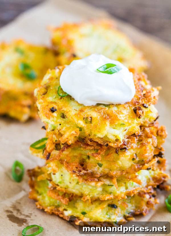 Golden Cheesy Potato Fritters 3 Perfectly Golden Cheesy Potato Pancakes Ready to Serve
