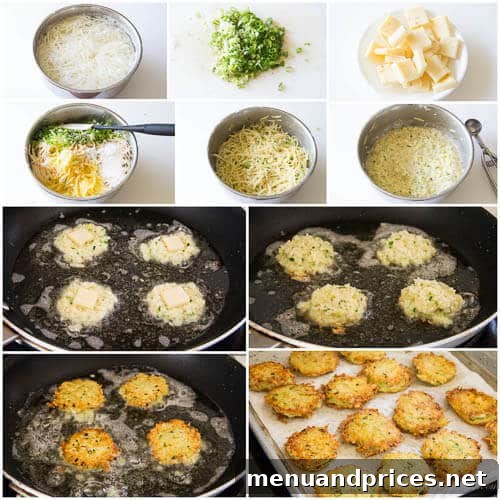 Golden Cheesy Potato Fritters 4 Detailed step-by-step photo tutorial for making potato pancakes